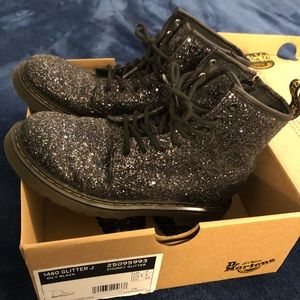 Dr Martens 1460 Glitter J Sz 3 US Girls Oily Black